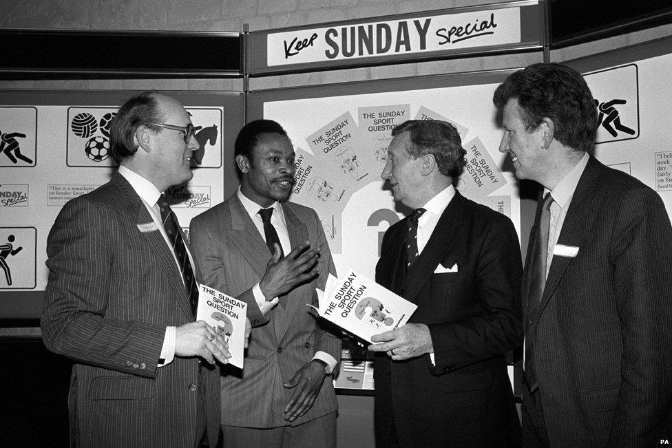 David Blackmore, manager of the campaign; British indoor long jump champion Barrington Williams, who refuses to compete on Sundays; Tory MP Ivor Stanbrook, and Dr Michael Schluter, director of Keep Sunday Special