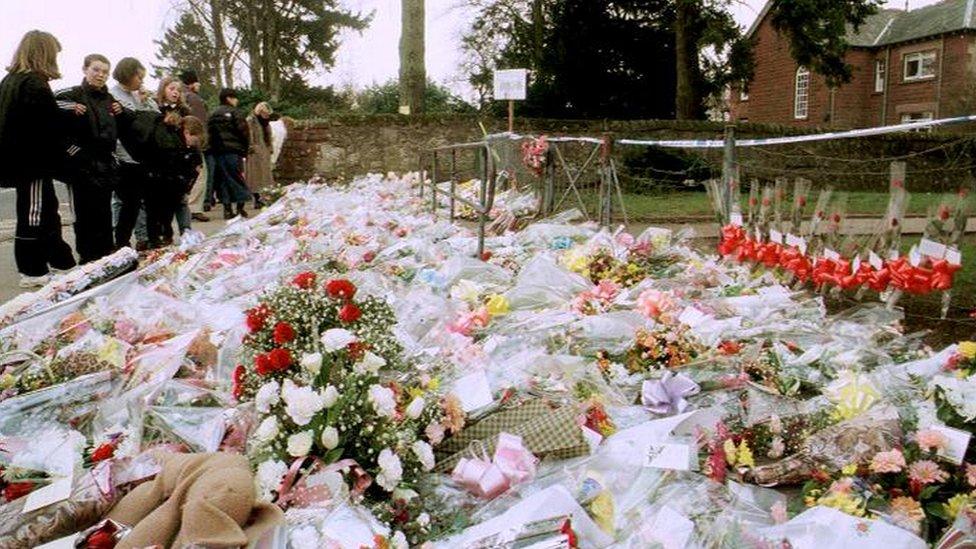 floral tributes in Dunblane