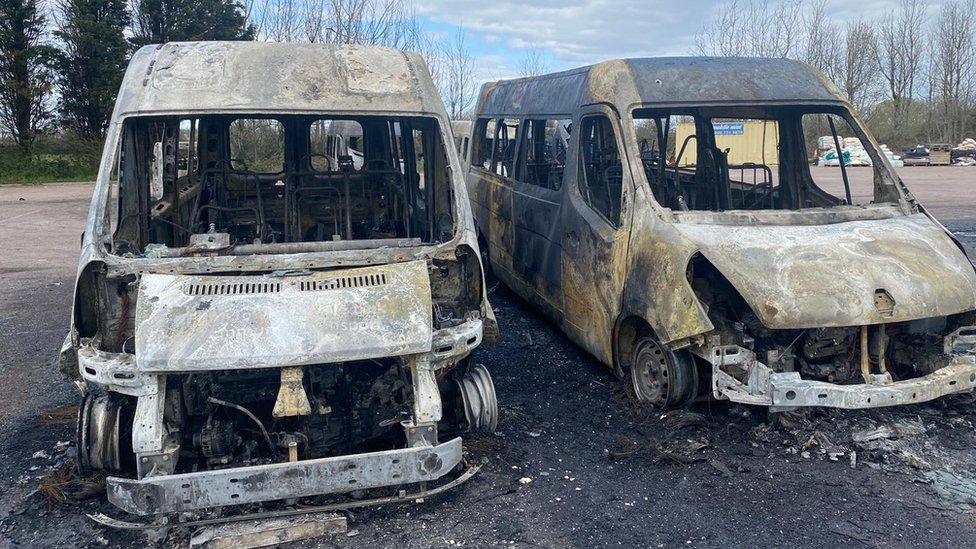 Burnt-out minibuses after Bristol arson attacks