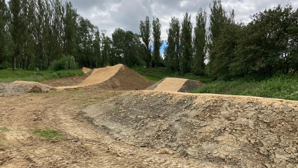 A mountain bike track in Delapre, Northampton