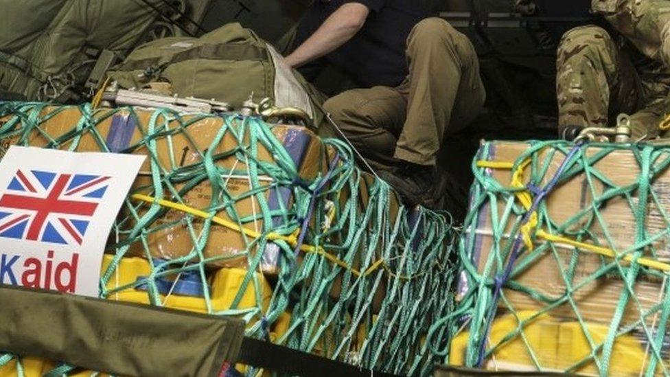 Aid being loaded onto a Hercules jet bound for Iraq in 2014