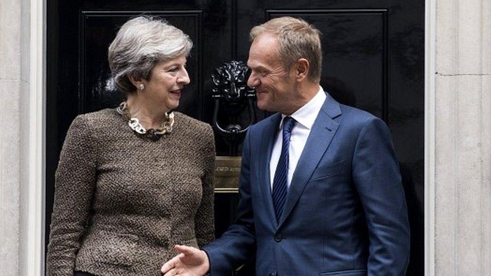 Theresa May and Donald Tusk