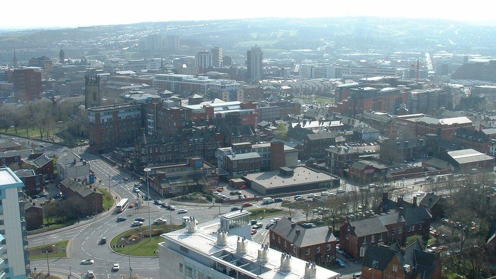 Sheffield city centre aerial