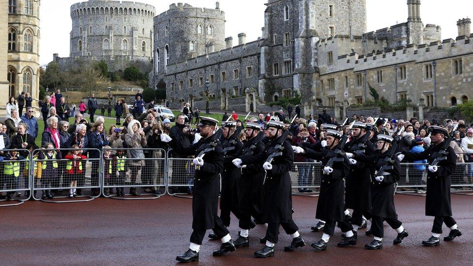 Sailors march from Windsor Barracks to Windsor Castle