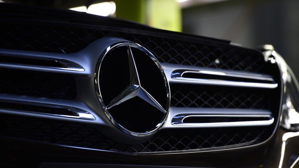 Front end of a Mercedes car