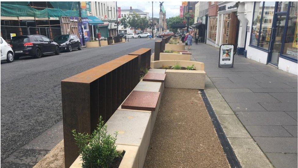 The parklet dining area on Bishop Street in Derry