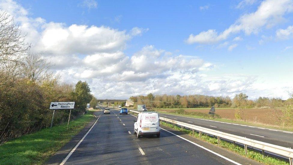 The A1307 near Hemingford Abbots