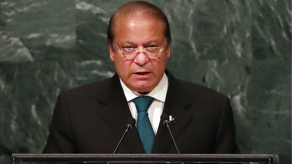 Pakistan Prime Minister Nawaz Sharif addresses the General Assembly at the United Nations in New York City, 21 September 2016