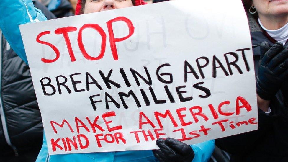 Protesters attend a rally in Foley Square in New York on 10 February 2018.