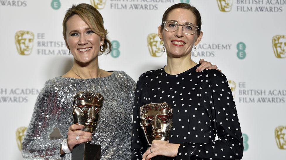 Fiona Crombie (R) and set decorator Alice Felton