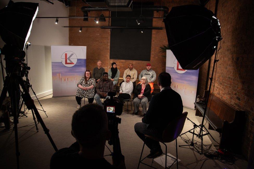 Panel discussion in a studio in Manchester