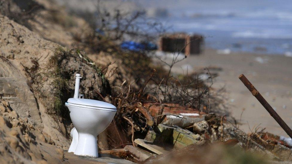 Toilet on beach