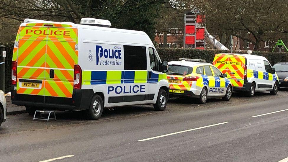 Police vehicles, Wensum Park, Norwich