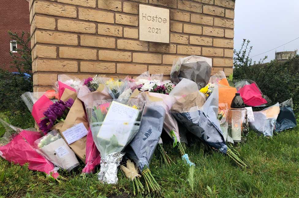 Floral tributes at the scene