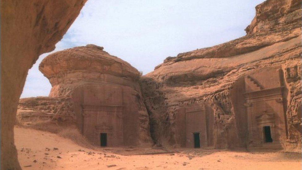 The facade of a Nabatean Tomb in Madain Saleh