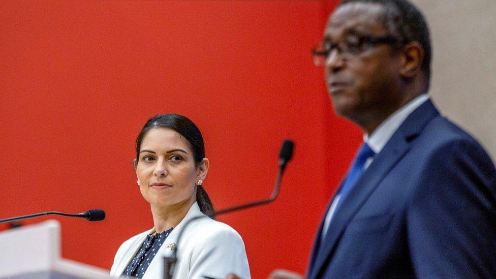 Priti Patel and Rwanda Foreign Minister Vincent Biruta