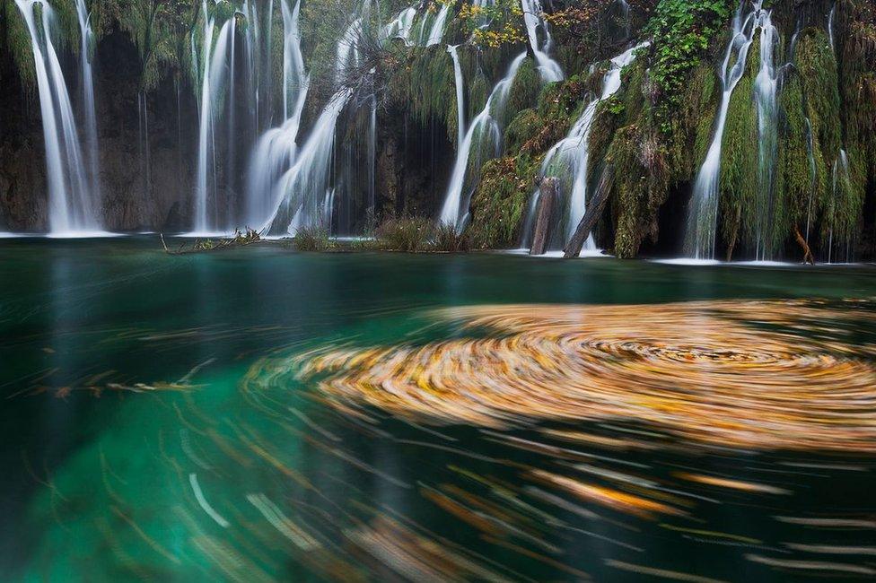 A long exposure photograph of Plitviče Lakes National Park, Croatia