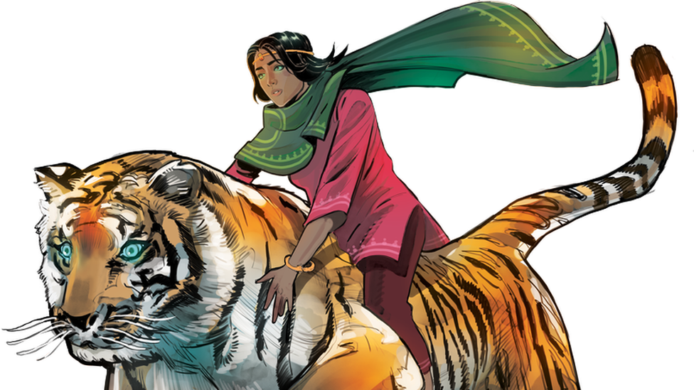 Priya Shakti comes riding her pet tiger Sahas