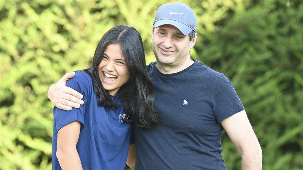 Ian Raducanu hugs his daughter Emma