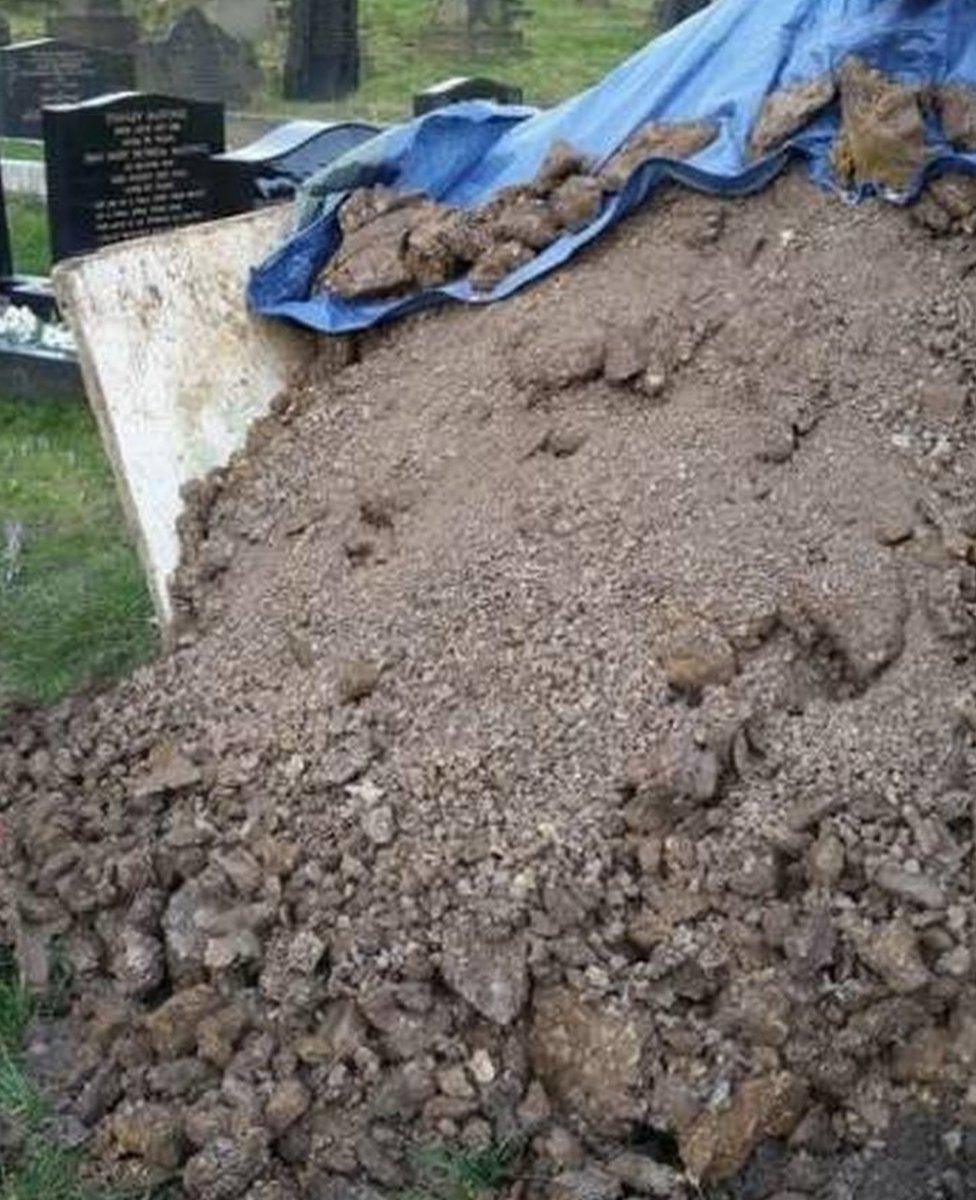 Rubble on grave