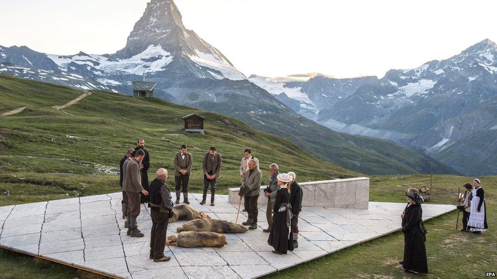 Premiere of The Matterhorn Story based on the story of the first Matterhorn mountain ascent 150 years ago, in Riffelberg, Zermatt, Switzerland, on 9 July 2015