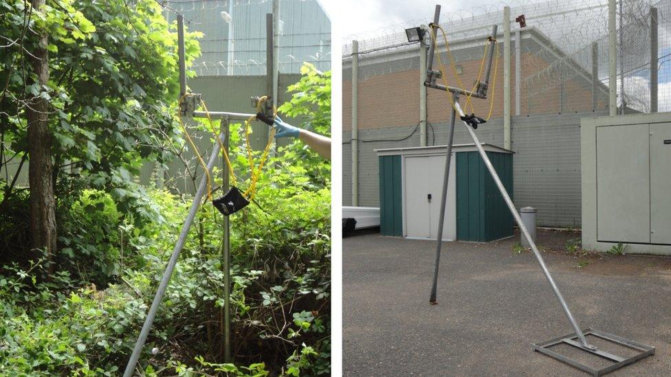 A catapult used to fire drugs into prison