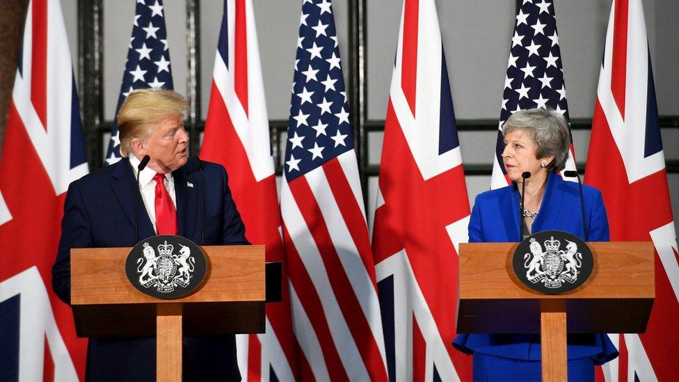 President Trump and Prime Minister Theresa May giving a press conference