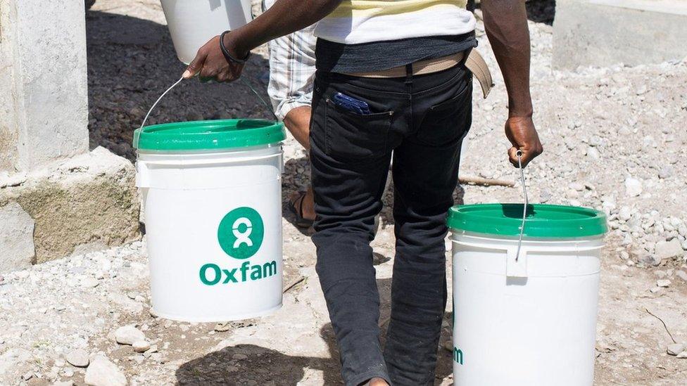 Oxfam workers in Haiti in 2016