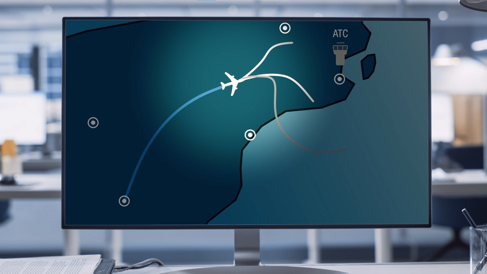 Map showing different flight patterns