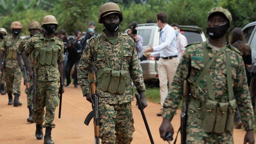 Soldiers near Bobi wine's house