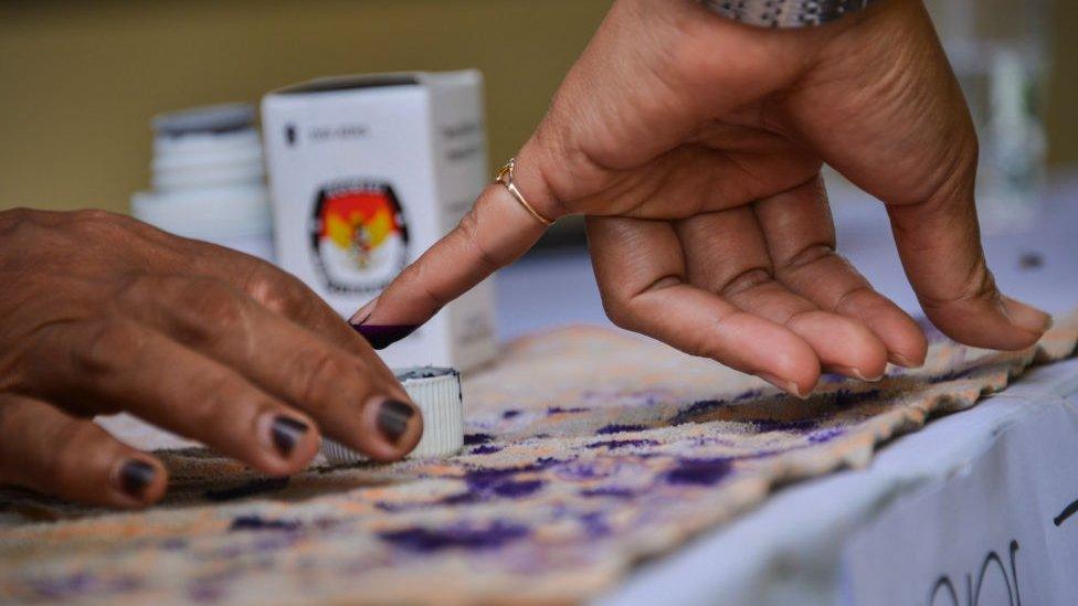 Voting during Indonesian election