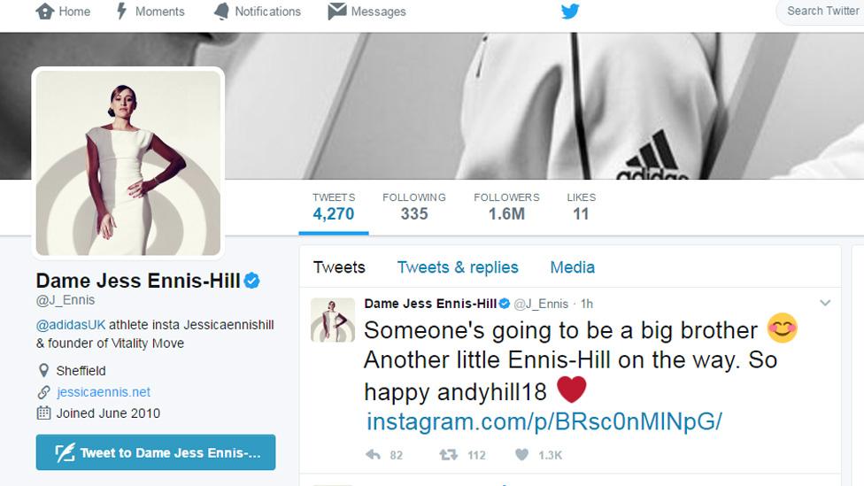 Jessica Ennis-Hill's Twitter page