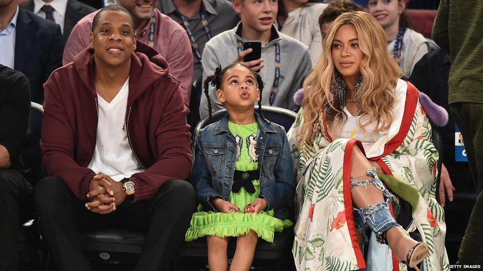 Jay-Z, Blue Ivy and Beyonce