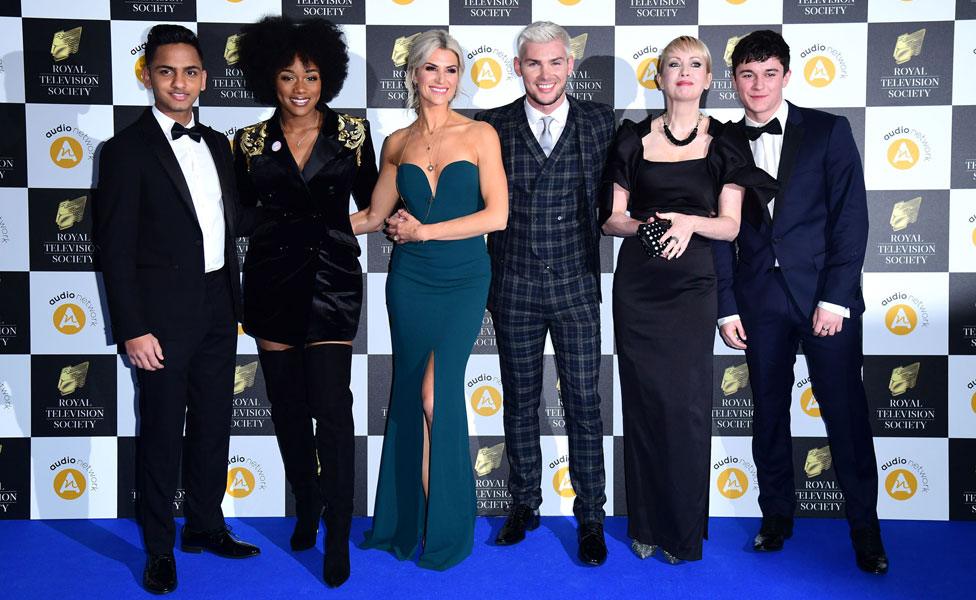 L to R: Ijaz Rana, Rachel Adedeji, Sarah Jayne Dunn, Kieron Richardson, Lysette Anthony and Aedan Duckworth