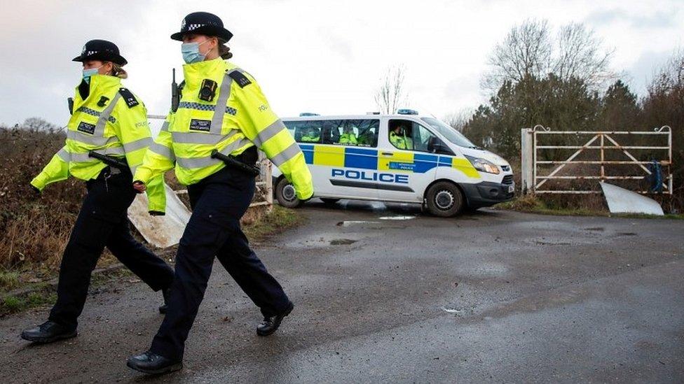 Police are seen at the Great Chart Golf Leisure Country Club