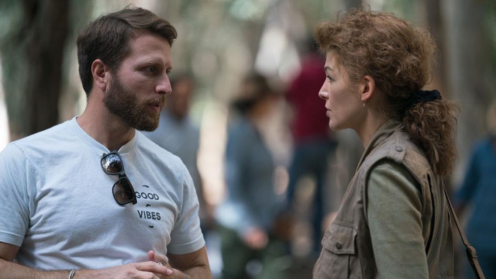 Rosamund Pike with A Private War director Matthew Heineman