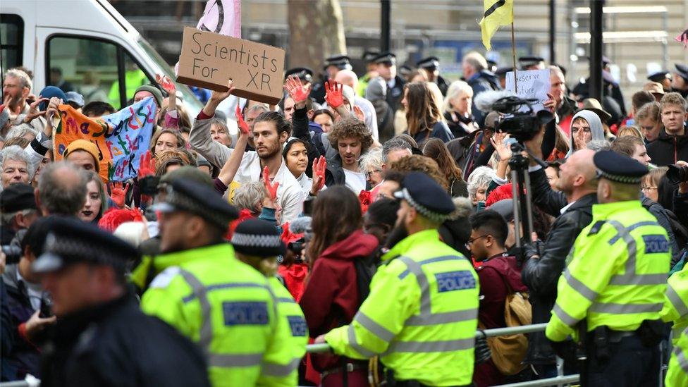 Extinction Rebellion protest outside Downing Street