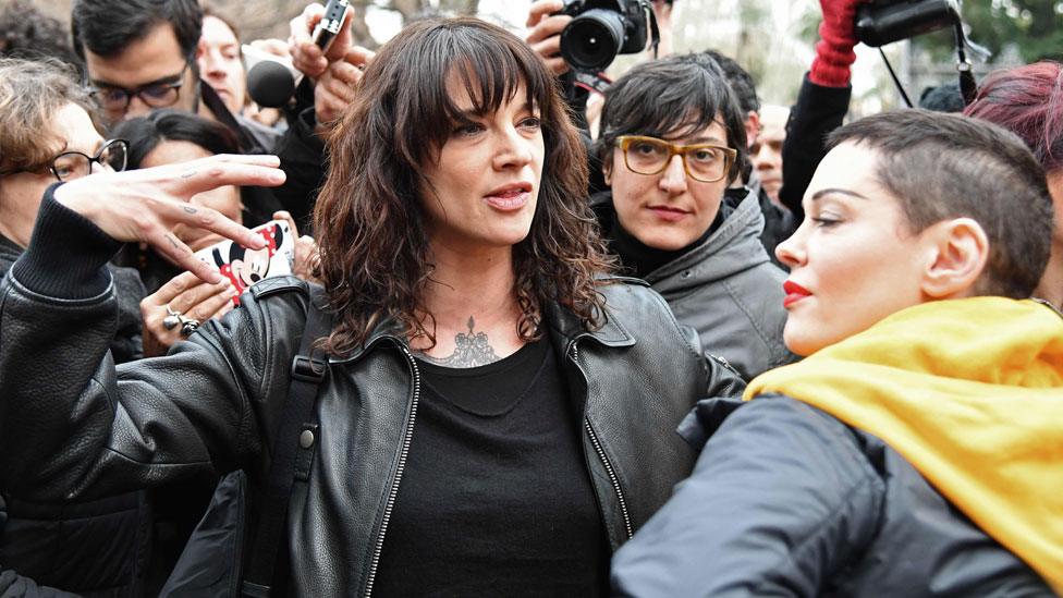 Asia Argento with Rose McGowan in March 2018