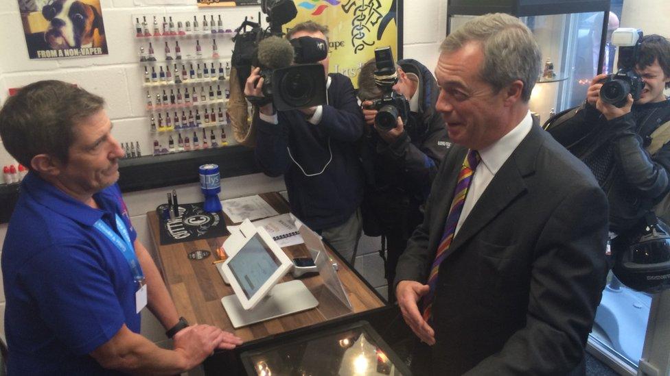 Nigel Farage visits an e-cigarette factory in Swansea