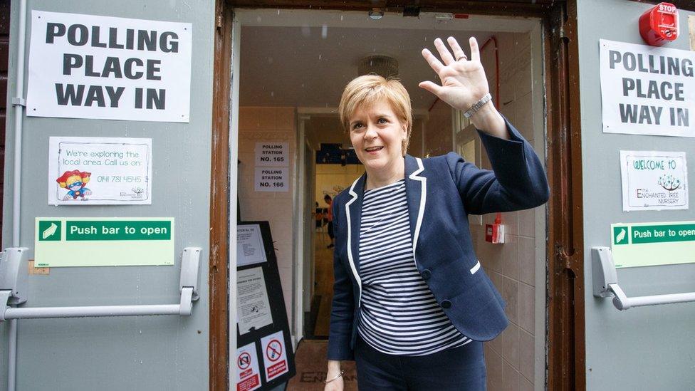 Nicola Sturgeon at a polling station