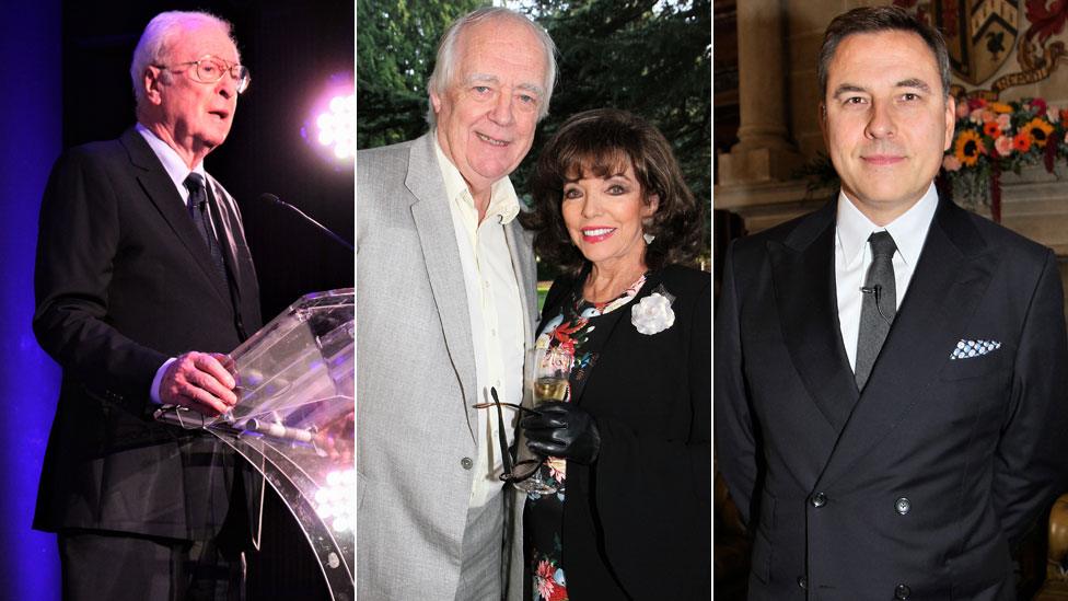 Sir Michael Caine, Sir Tim Rice, Dame Joan Collins and David Walliams