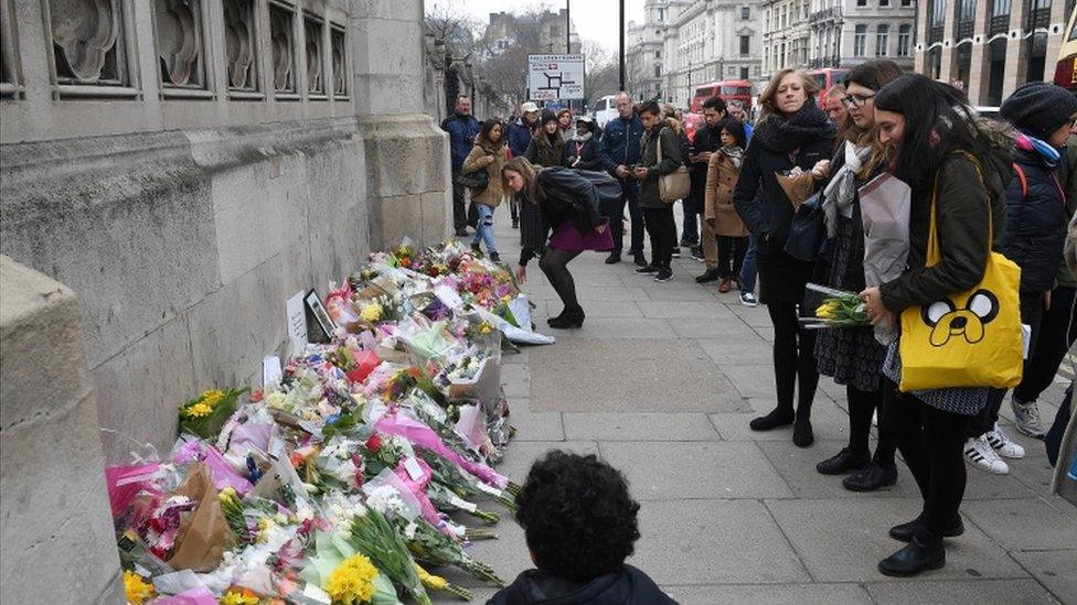 Flowers on Westminster bridge