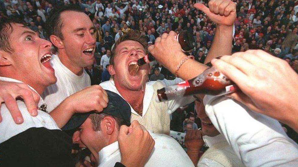 Glamorgan celebrate winning the 1997 County championship