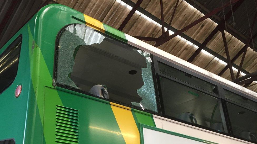 Five buses were attacked in six incidents