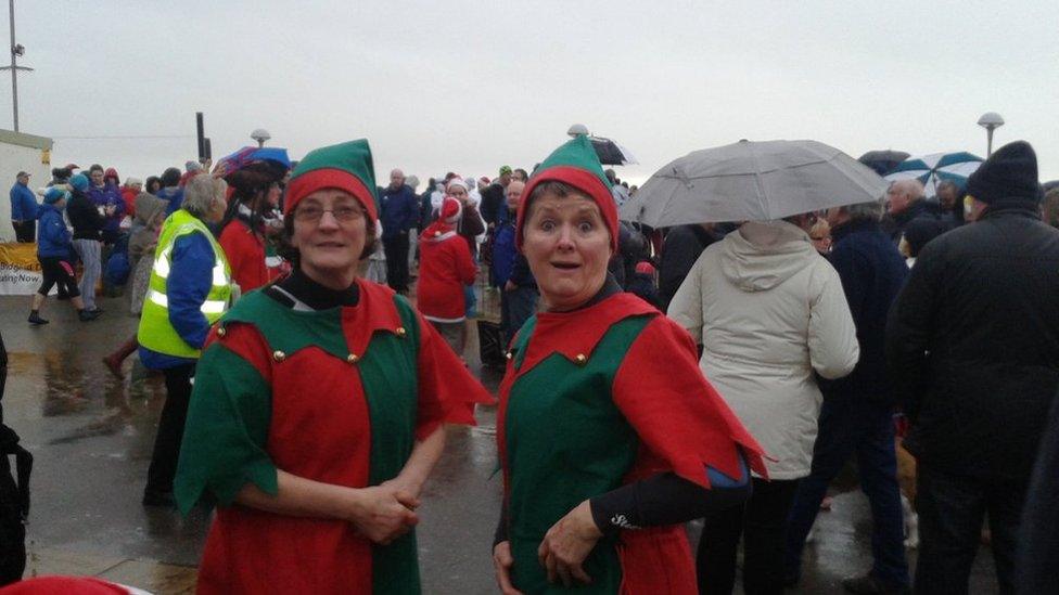 Elves preparing for the swim