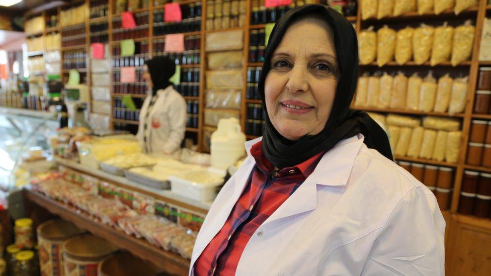 Aynur Gumussoy inside her delicatessen in the town of Kizilcahamam