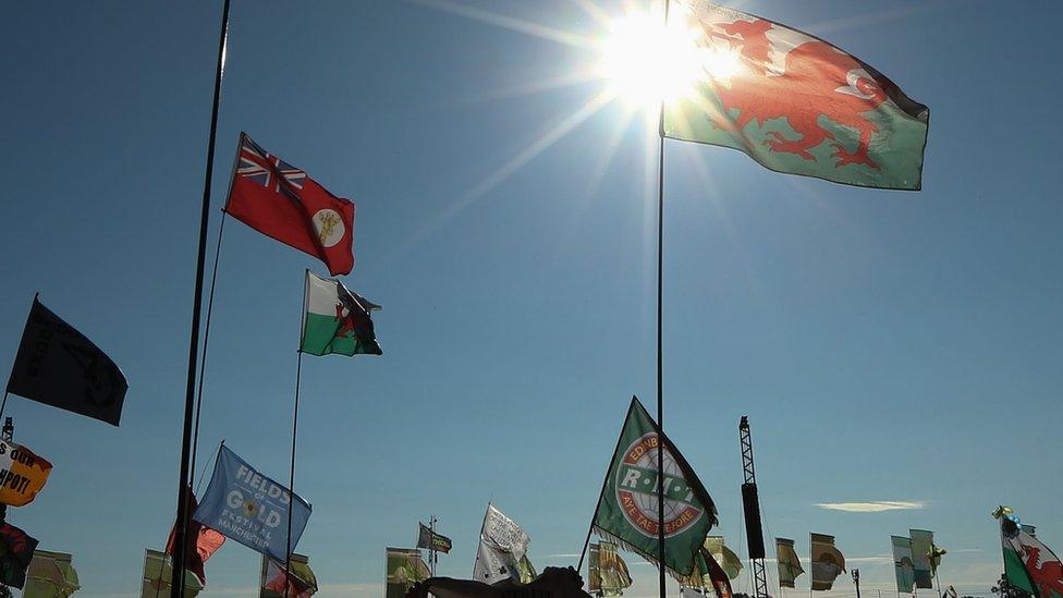 Flags at Glastonbury