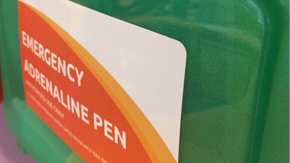 An emergency adrenaline pen