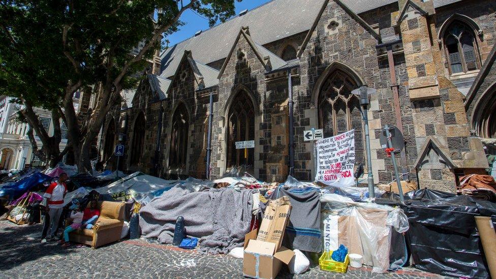 A general view of refugees at the Central Methodist Church in Green Market Square