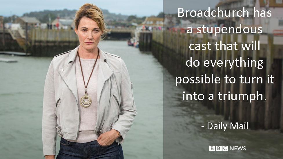 Sarah Parish in Broadchurch. Daily Mail review: Broadchurch has a stupendous cast that will do everything possible to turn it into a triumph.